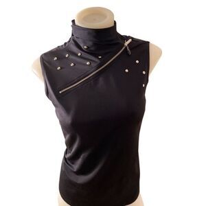 Jamie Sadock Black Sleeveless Top with Silver Accents